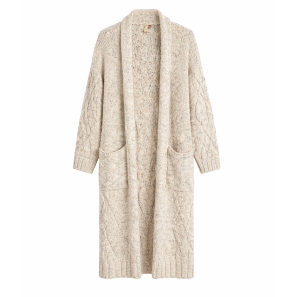 Anthropologie Pilcro Cable Knit Long Cardigan - Cream Speckled
- Size M/L